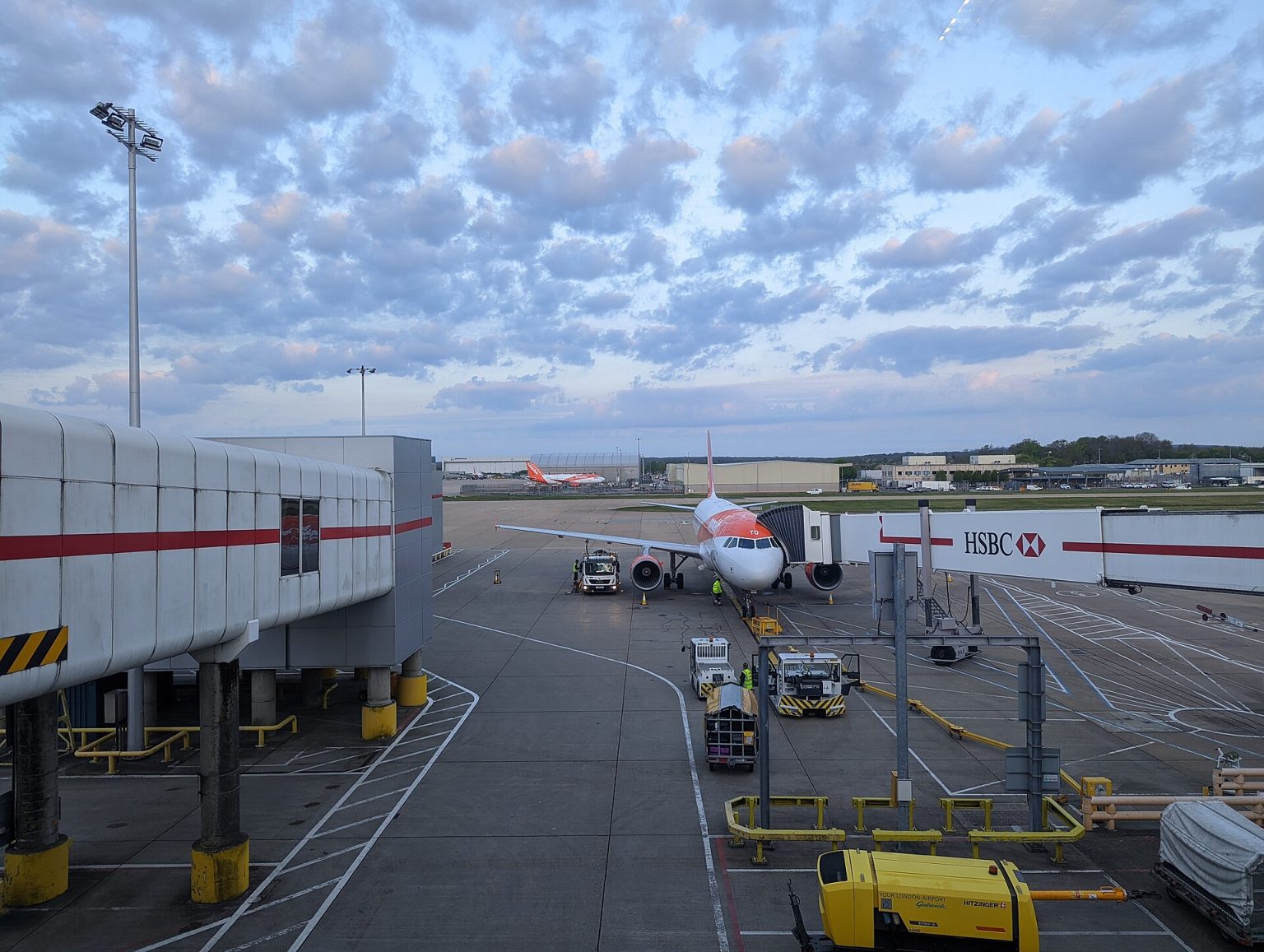 Aircraft parked on an airport apron