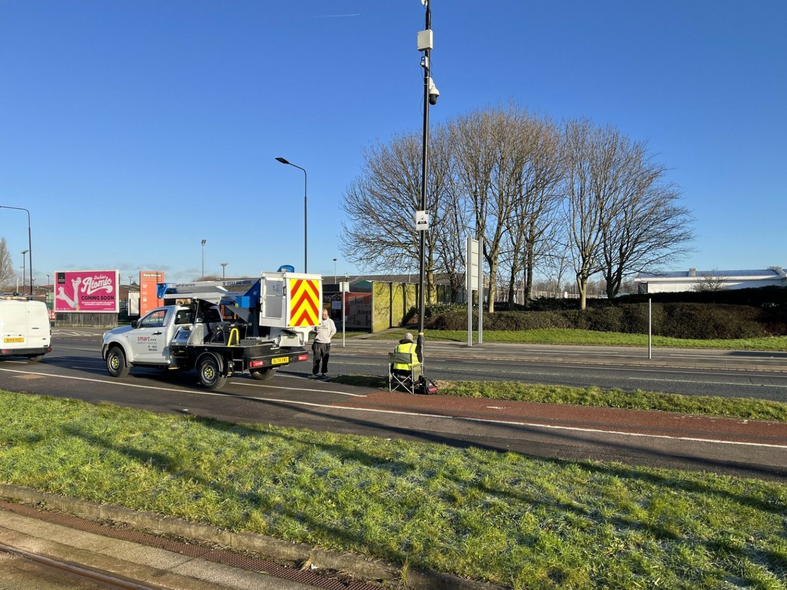 Electrician carrying out inspection and testing on a commercial installation