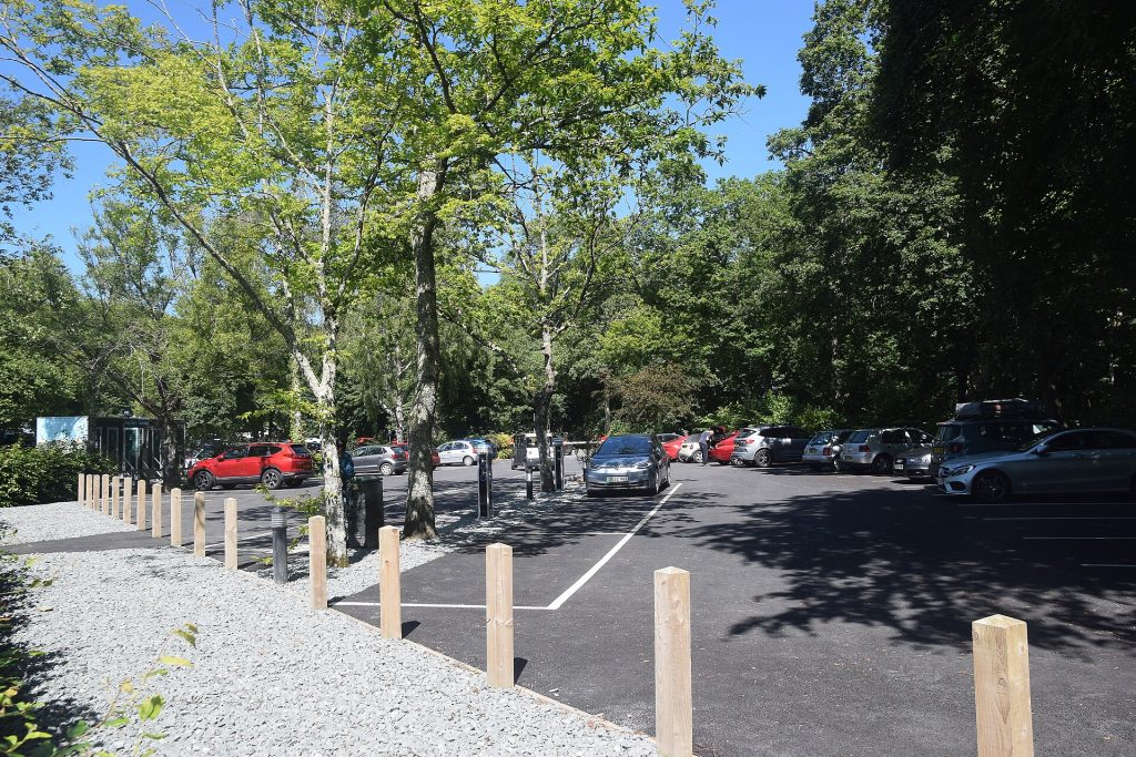 Electric vehicle charging point in a UK car park